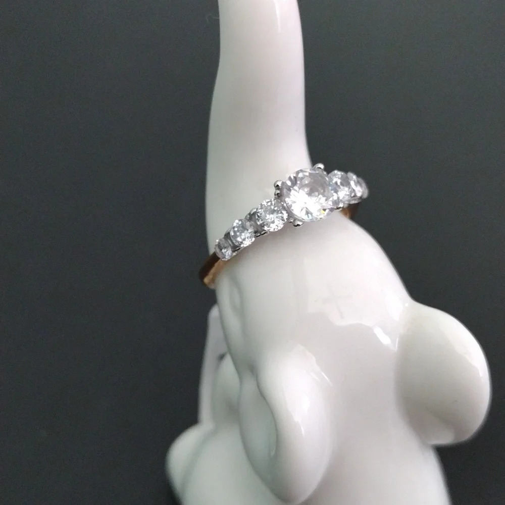 Women's Bling Stainless Steel Bridal Two Tone Cocktail Ring - Picture 3 of 16